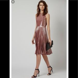 Topshop Lame metalic pleated midi dress